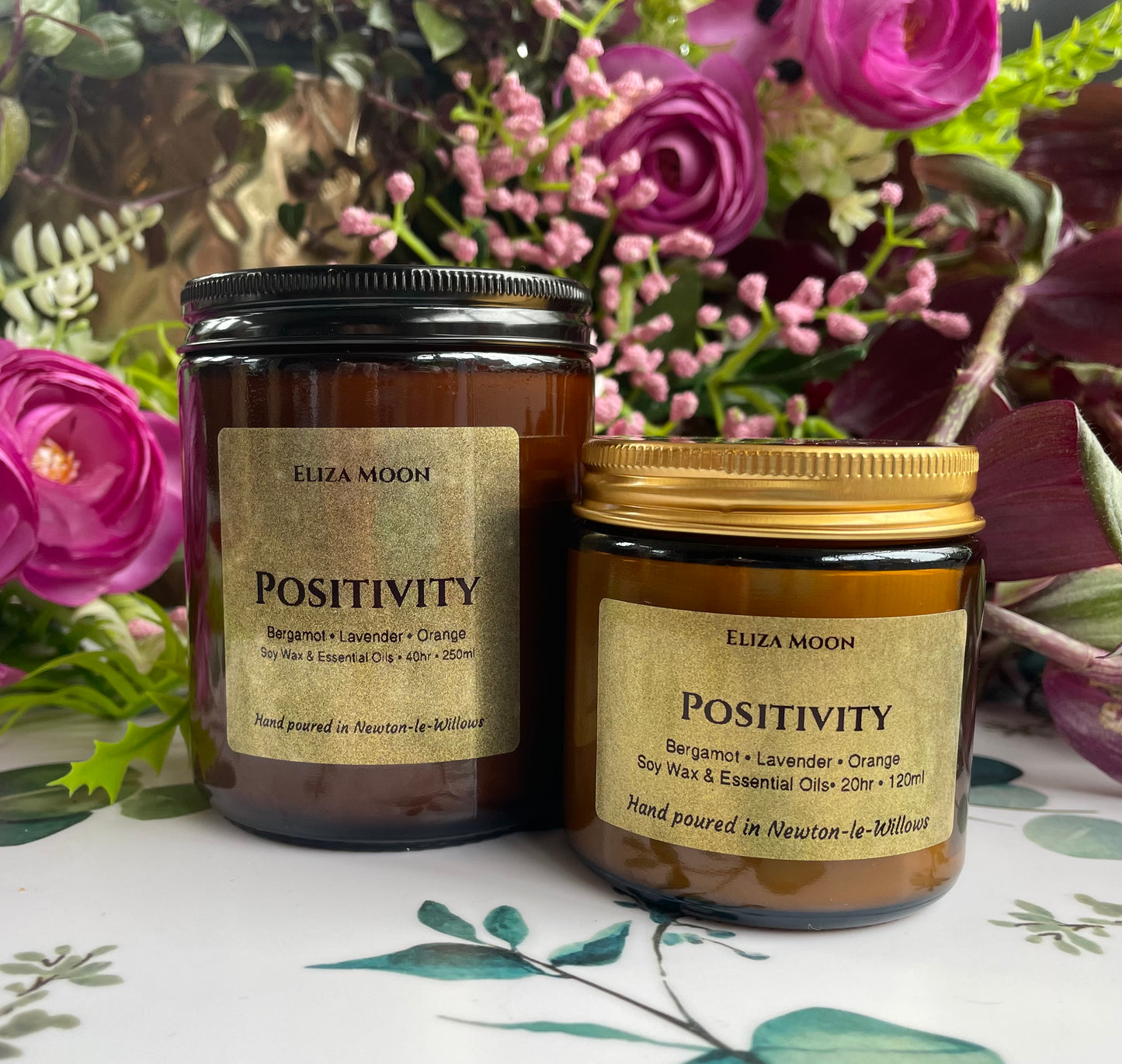Positivity Essential Oil Candle in Amber Jars