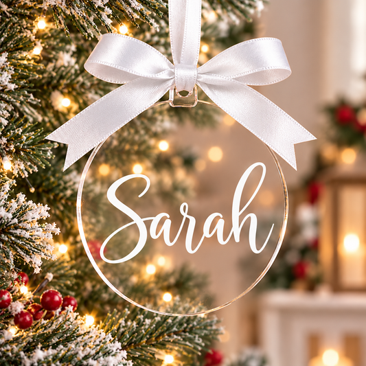 Personalised Acrylic Christmas Bauble | 10cm Name Ornament (Personalised Gift)