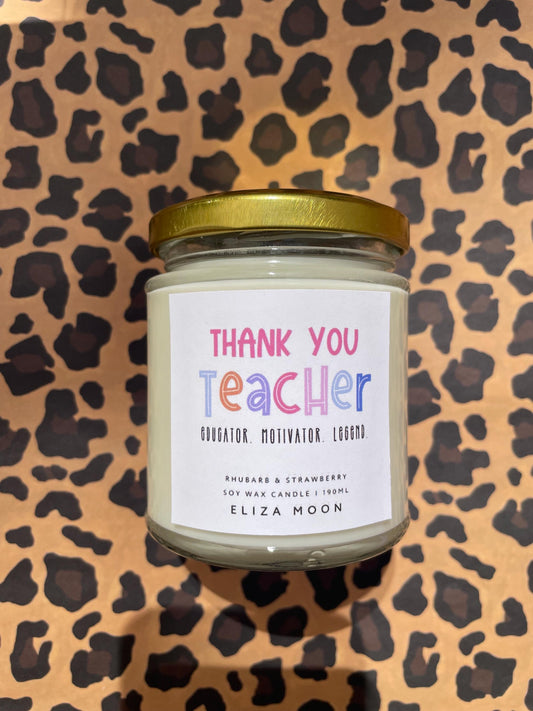 Personalised Teacher Thank you Candle Gift  Teaching Assistant end of term Soy Wax candle