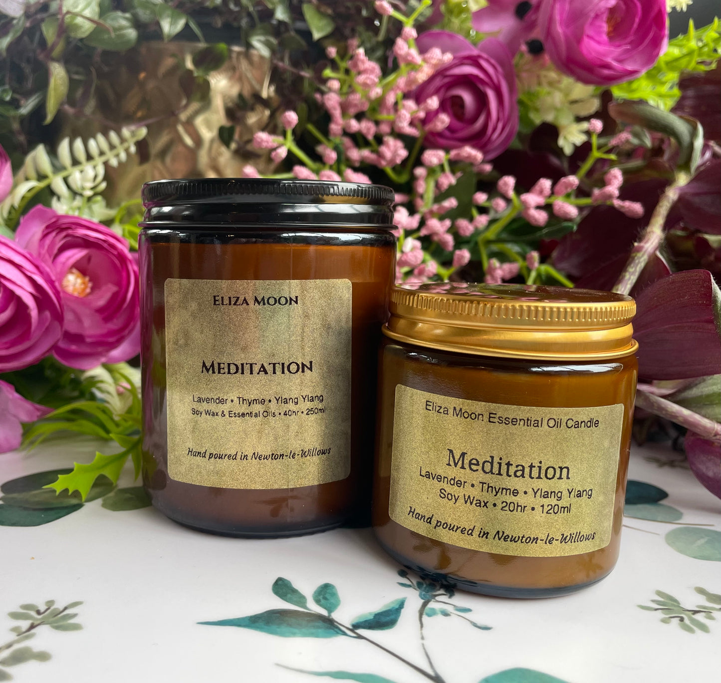 Meditation Essential Oil Candle in Amber Jars