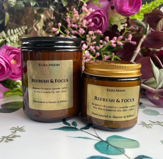 Refresh and Focus  Essential Oil Candle in Amber Jars