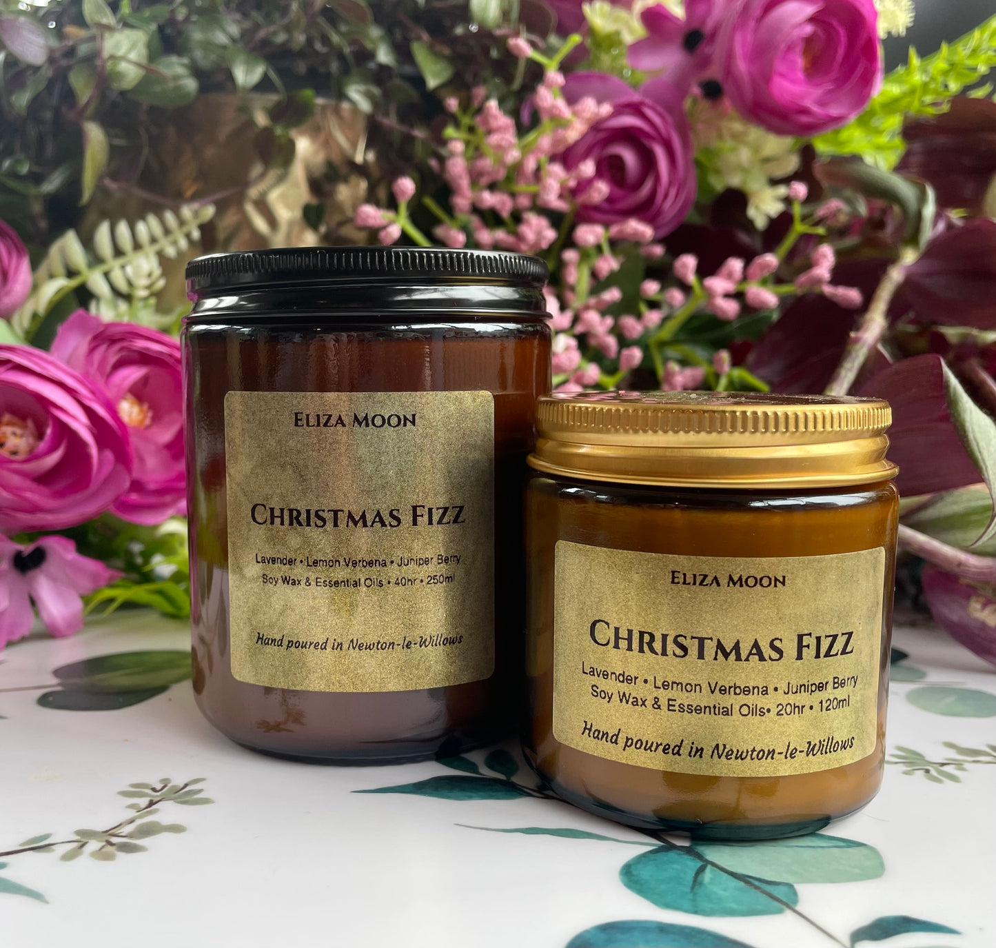 Christmas Fizz Essential Oil Candle in Amber Jars