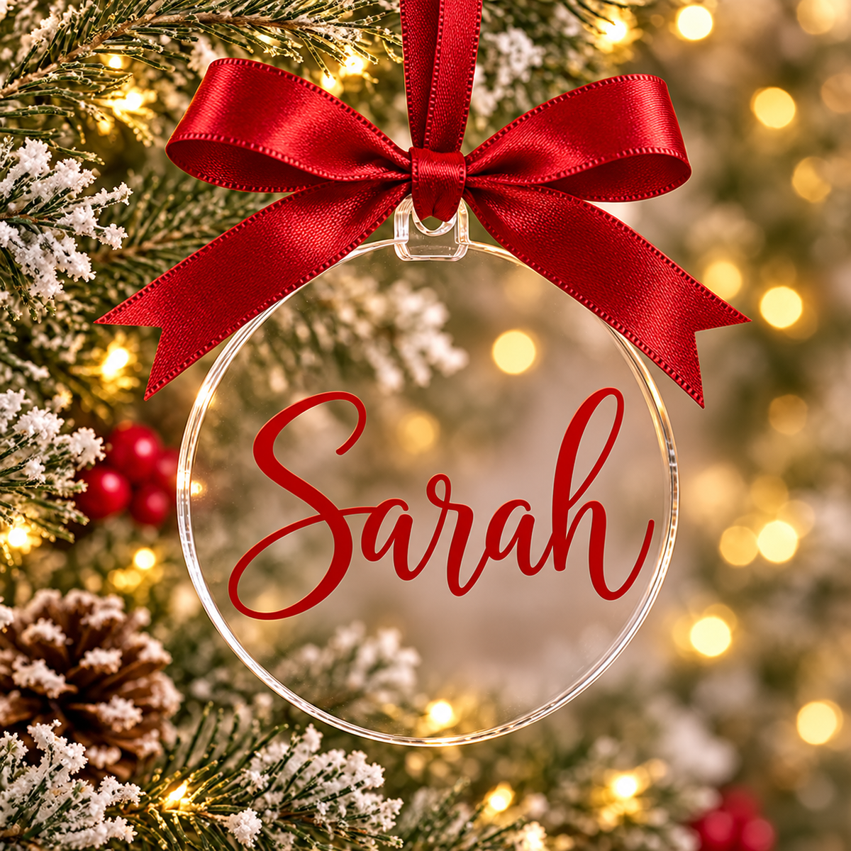 Personalised Acrylic Christmas Bauble | 10cm Name Ornament (Personalised Gift)
