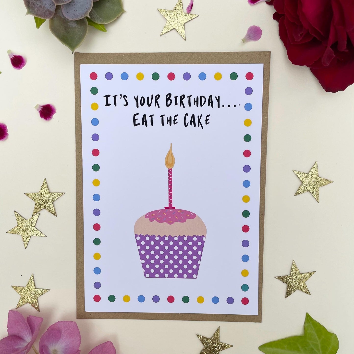 Eat The Cake Greeting Card | Friend Birthday Card | Mum Birthday Card | Sister Birthday Card | Birthday Card | Cake | Birthday Cake Card |