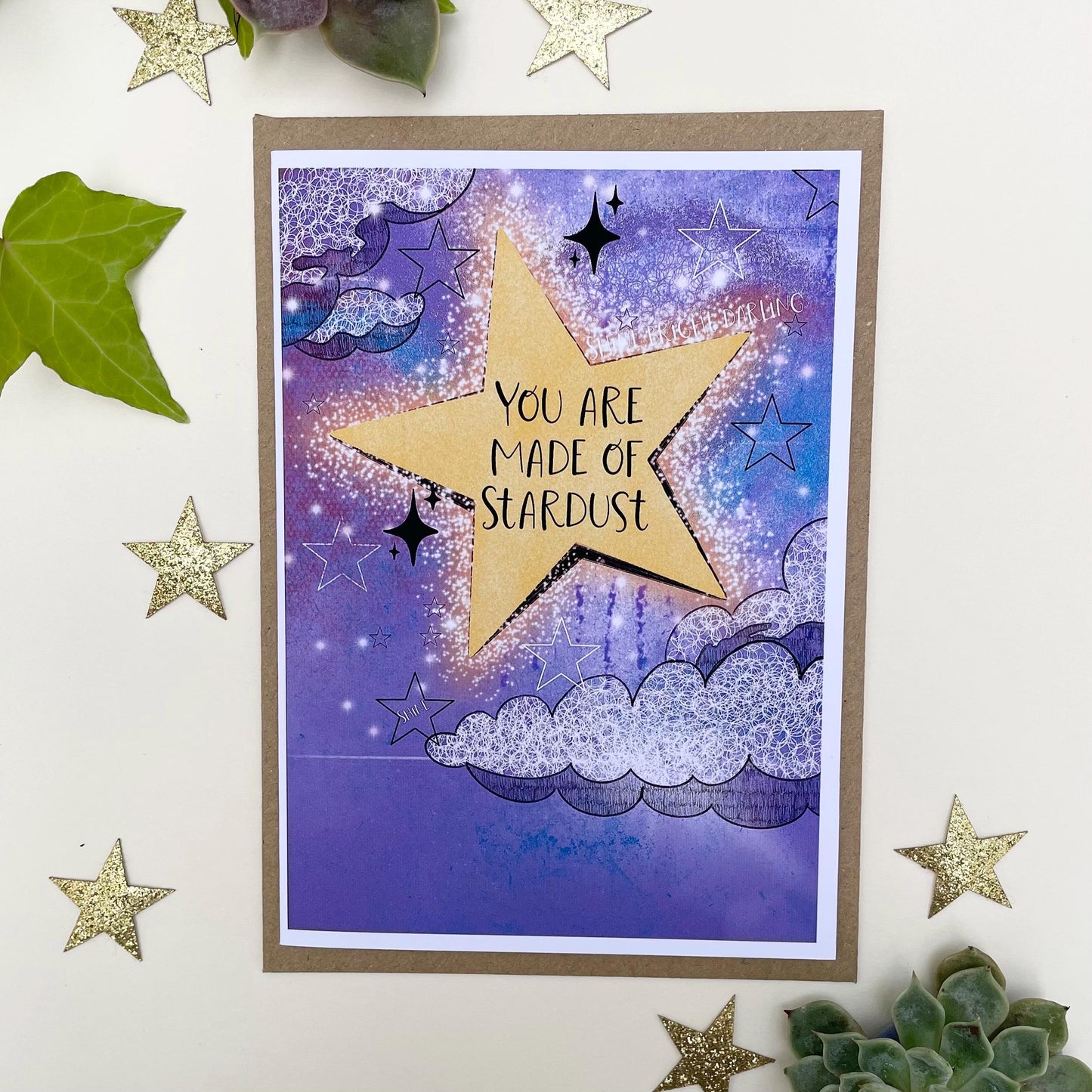 You Are Made Of Stardust Greeting Card | Inner Peace | Wellbeing | Friend Card | Cheer Up Card | Affirmation Card | Meditation |