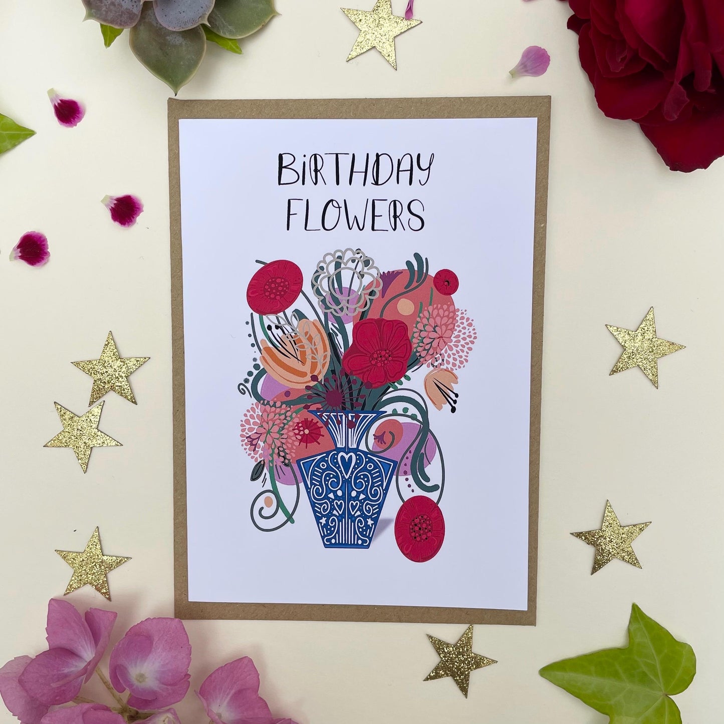 Birthday Flowers Greeting Card | Friend Birthday Card | Mum Birthday Card | Sister Birthday Card | Floral Birthday Card