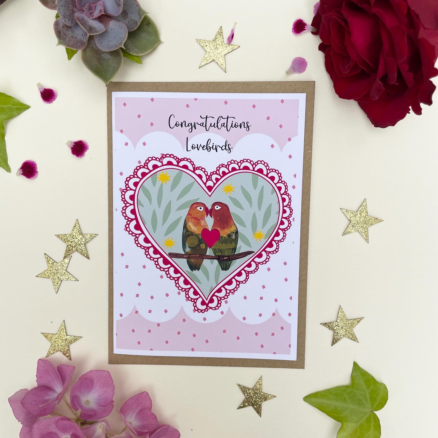 Congratulations Lovebirds Greeting Card | Wedding Card | Heart Card | Wedding Day Gift | Love Card | Anniversary Card | Engagement Card |