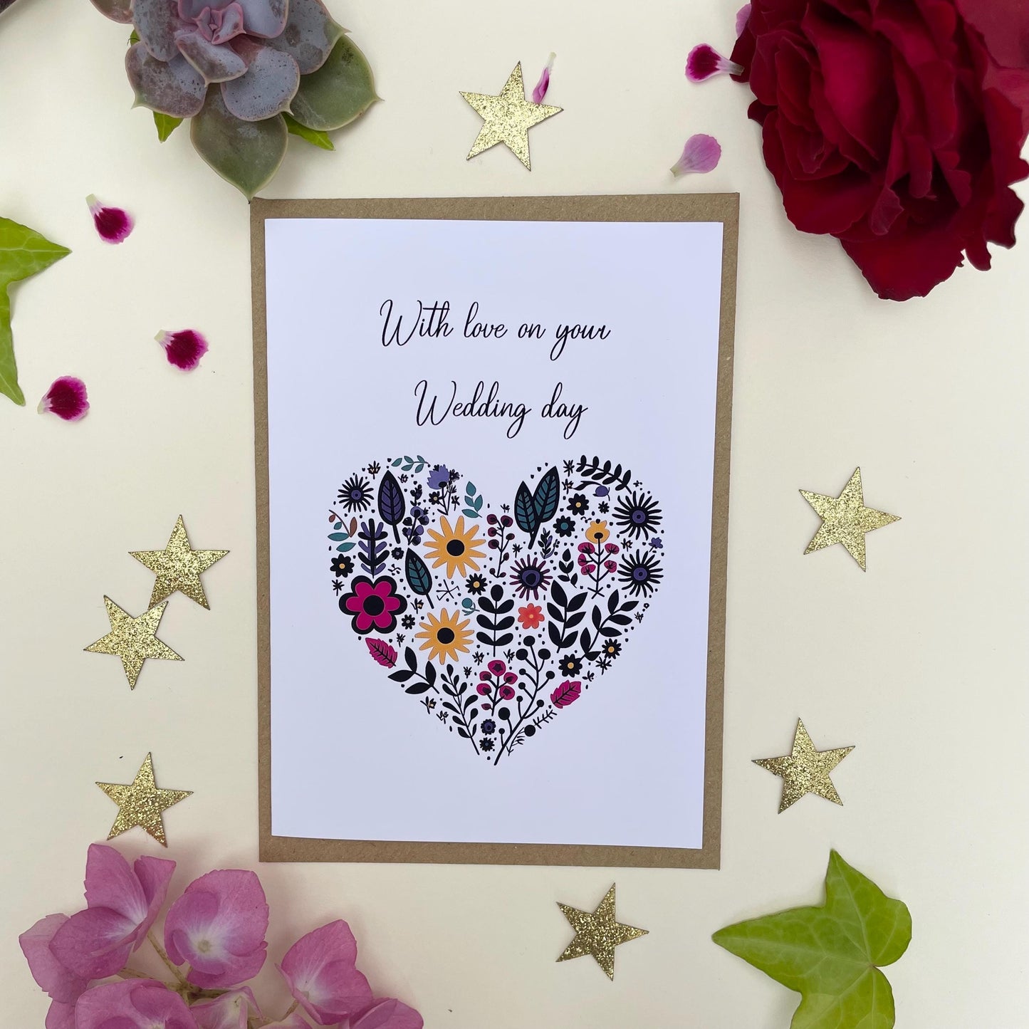 With Love On Your Wedding Day Greeting Card | Wedding Card | Heart Card | Wedding Day Gift | Love Card